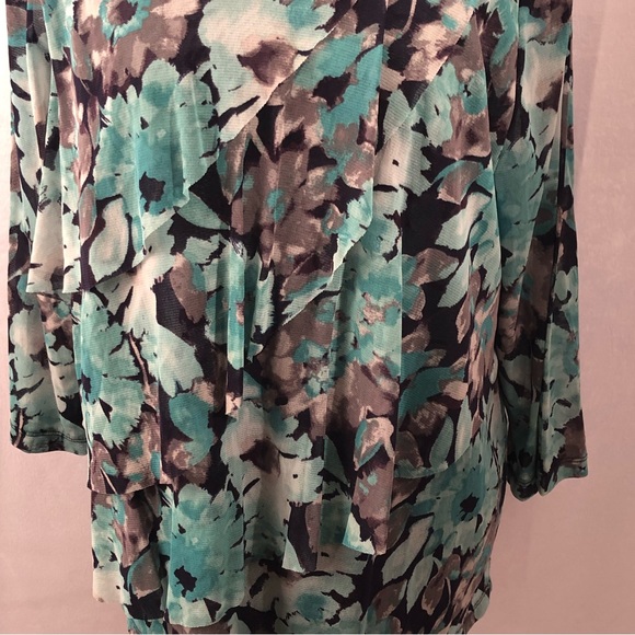 Croft and Barrow flowy stretchy black, teal, gray  Blouse 2XL - Picture 3 of 11